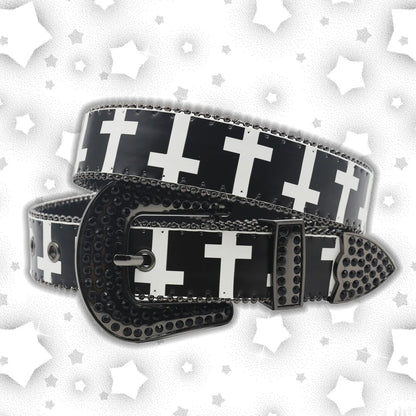 Nice Brand Three Skull Rhinestone Belt – Western Punk Hip-Hop Style for Men & Women