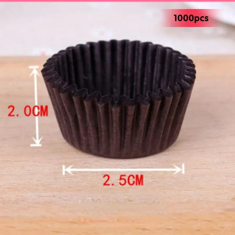 1000-Piece Mini Chocolate Paper Liners - Solid Color Cupcake, Muffin & Baking Cups
