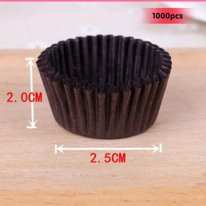 1000-Piece Mini Chocolate Paper Liners - Solid Color Cupcake, Muffin & Baking Cups
