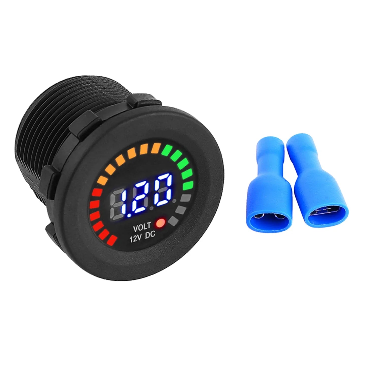12V Motorcycle LED Digital Display Voltmeter Waterproof Voltage Gauge Meter for Motorbike Battery Monitoring Black Universal Use