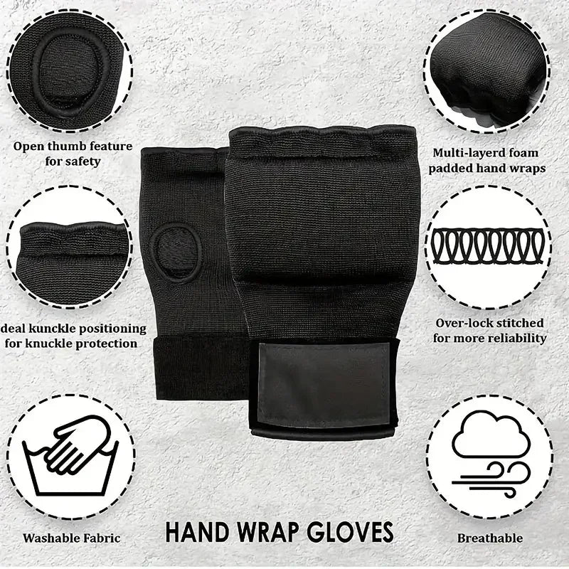 MMA Half-Finger Gel Boxing Gloves - Muay Thai Sanda Training Inner Gloves with Wrist Strap