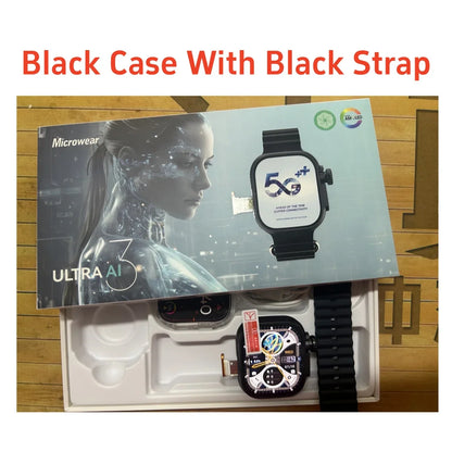 Microwear Ultra Ai3 Smartwatch – 5G, 180° Rotating Camera, Google Play, GPS, WiFi, 2.2" AMOLED HD Display, 4G Calling for Men