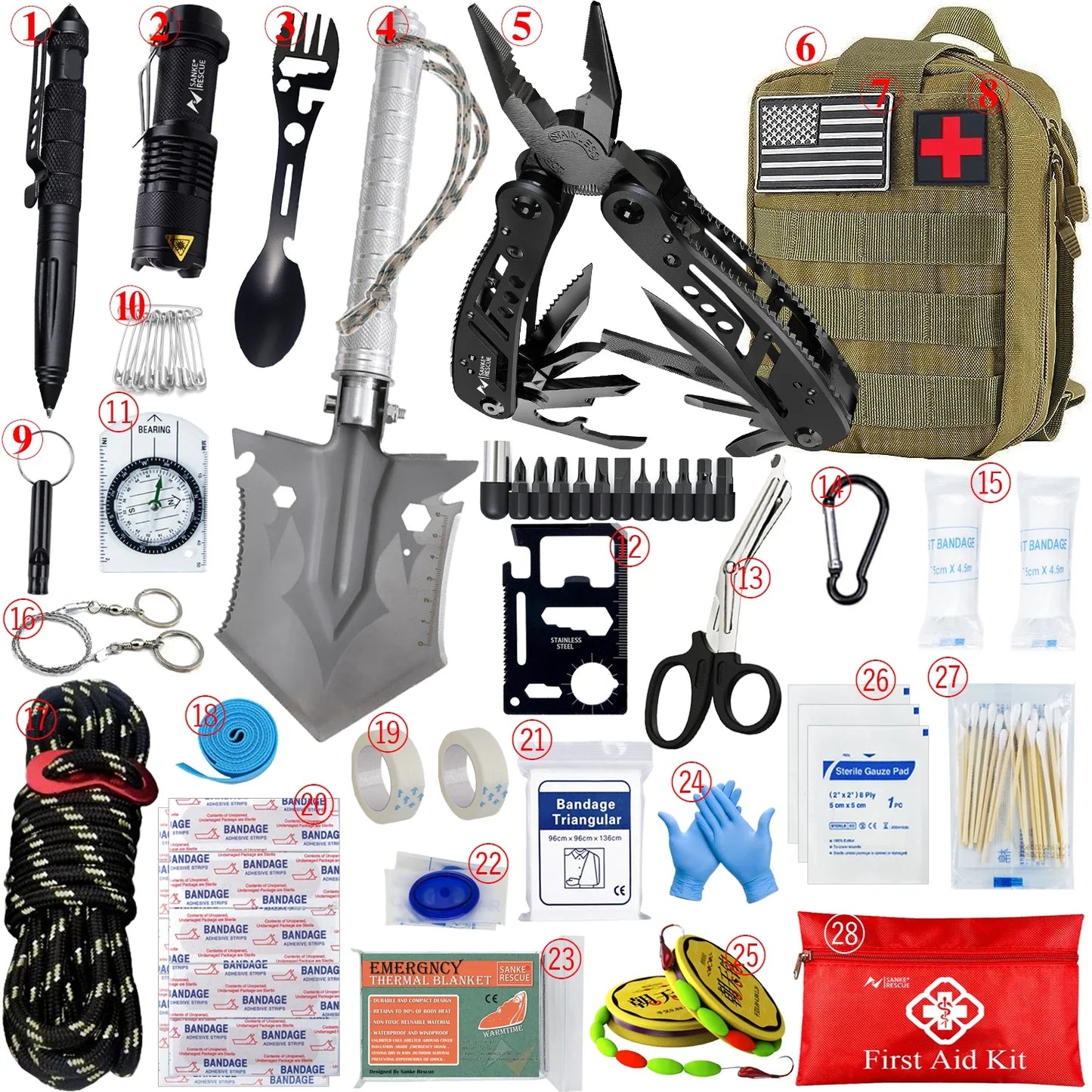 Car Survival First Aid Kit - MOLLE Outdoor Emergency Trauma Pack for Camping Hiking IFAK EDC Safety Essentials