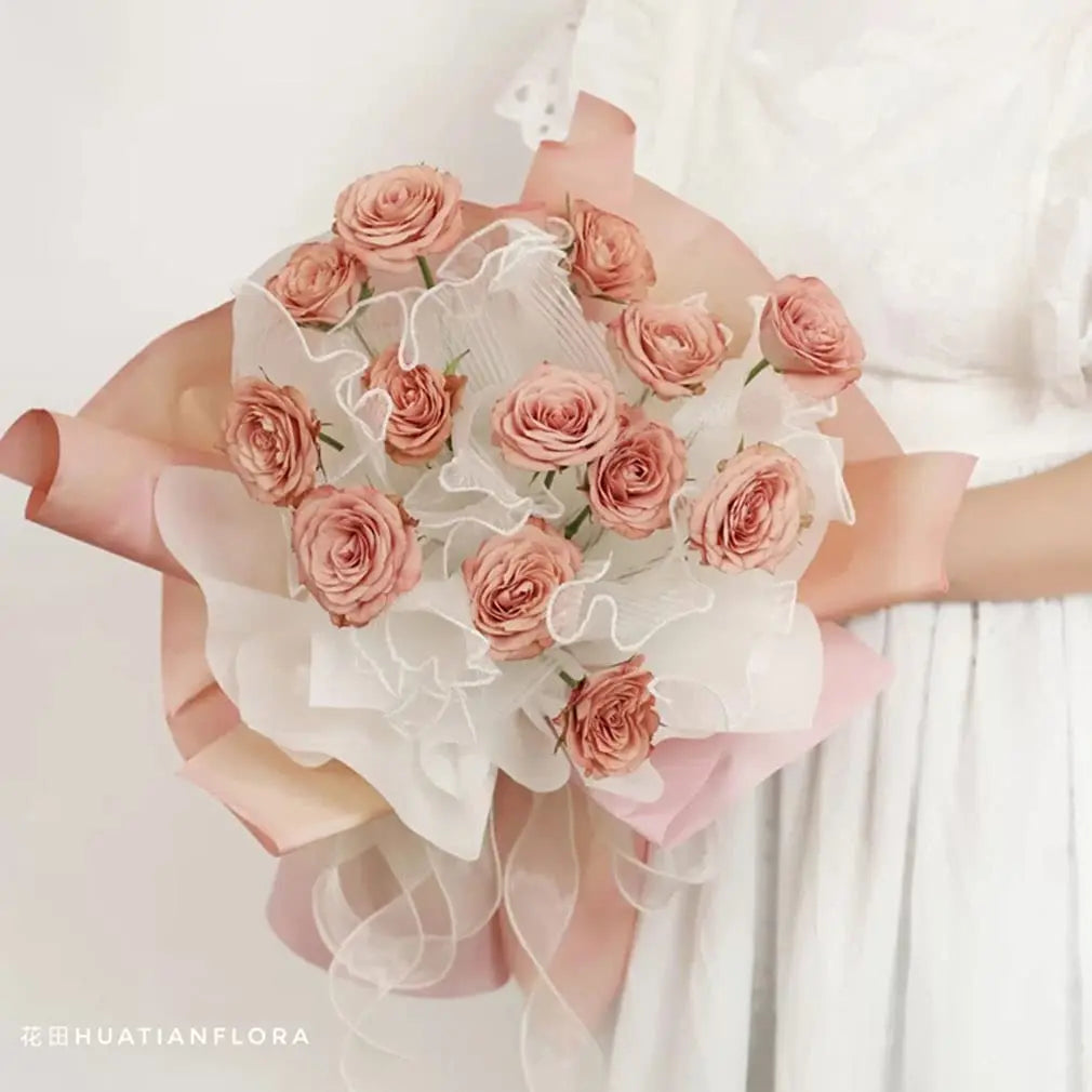 Pearl Edge Bouquet Wrapping Paper - Decorative Mesh Flower Wrap for Valentine’s Day Gifts, Floral Arrangements & Handmade Bouquets