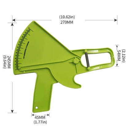 0-80mm Body Fat Measure Tester - Sebum Caliper Clamp Shaped Ruler - Skinfold Test Instrument with Measuring Tape