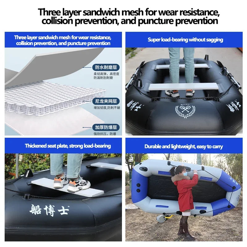 Professional Inflatable Dinghy Raft – Tear-Resistant Foldable Rowing Boat for Adults, Kayak, Canoe & Fishing