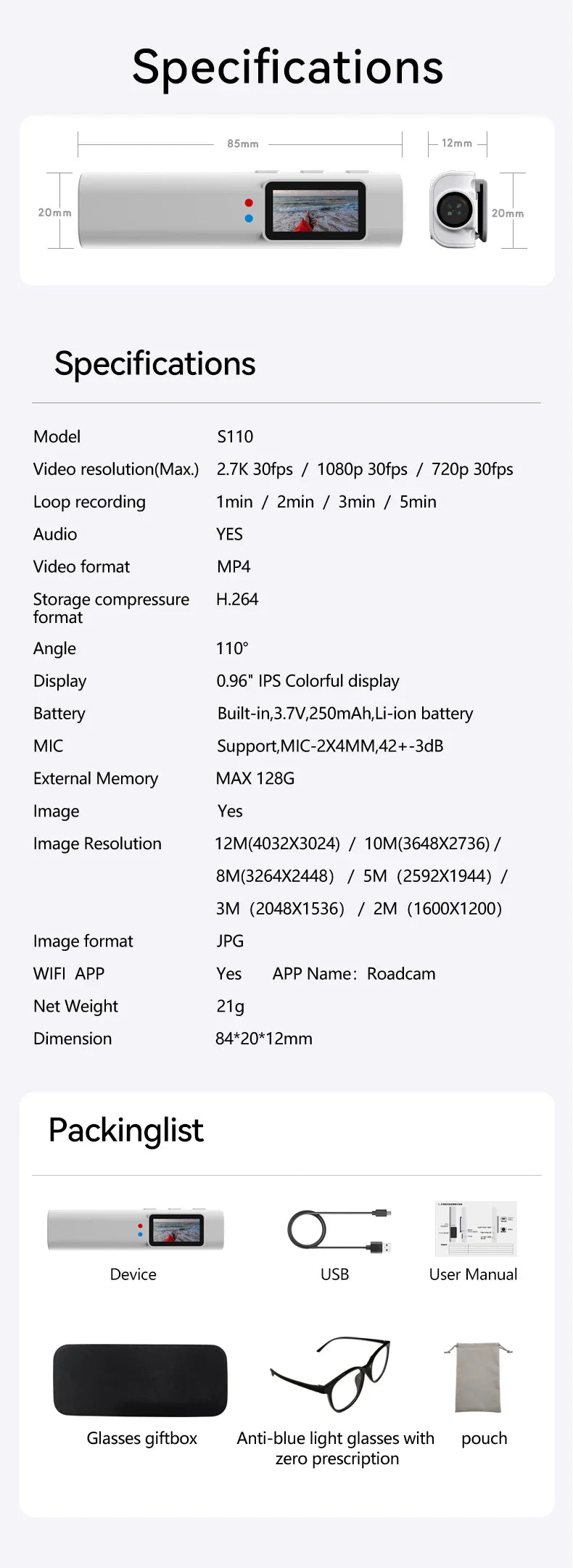 Xiaomi Mini FPV Smart Glasses — HD 4K WiFi Micro-Camera for Video & Audio Recording with APP Control
