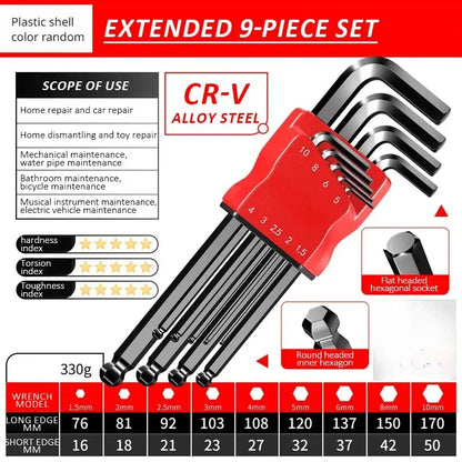 High-Strength Hex Wrench Set - Durable Hex Key Spanner Tool for Repairs & Assembly