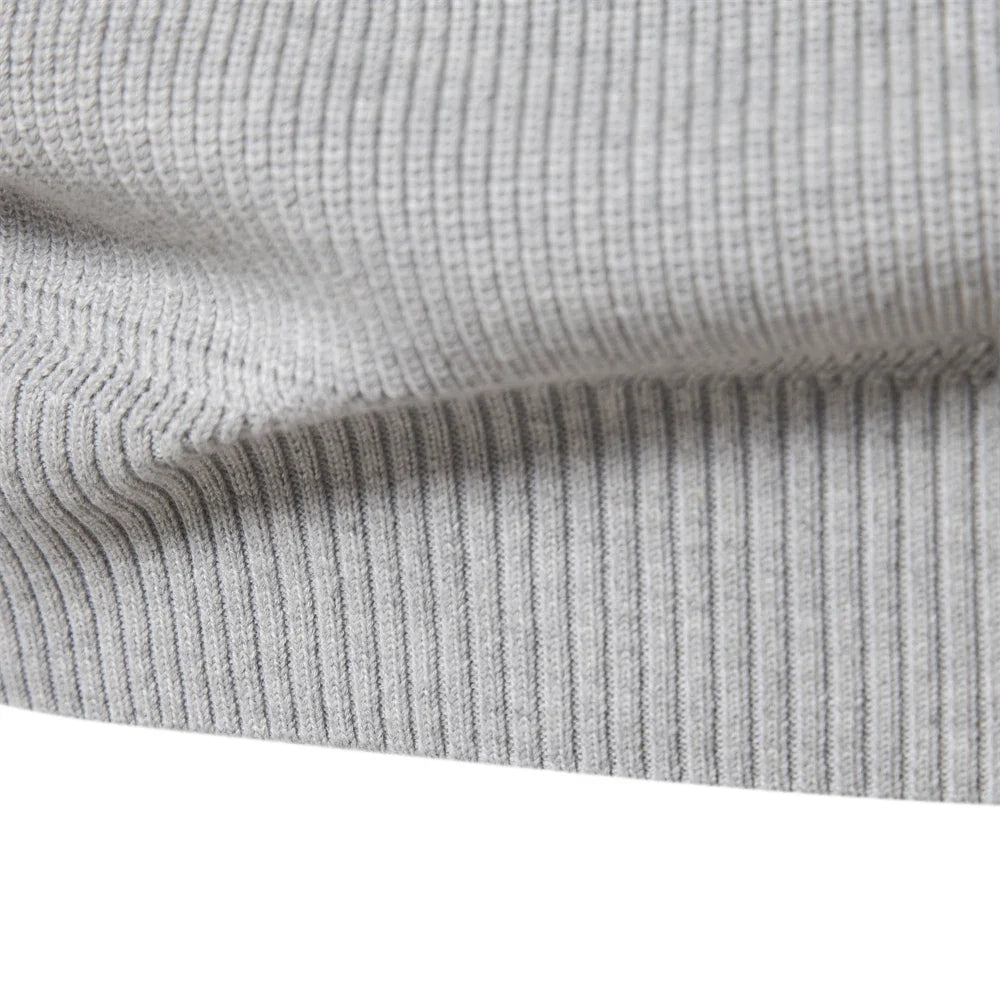 Men's Autumn Cotton Zipper Cardigan - High Collar Warm Knitted Casual Sweater Winter Top