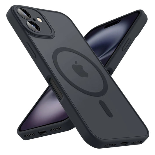 Luxury Magnetic Matte Translucent Armor Case for iPhone 11-16 - Shockproof MagSafe Wireless Charging Cover