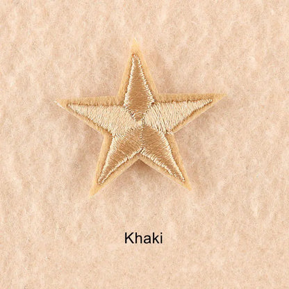 10Pcs Mini Star Embroidery Iron-On Patches – DIY Clothing Appliques Pentagram Stickers for Jackets, Jeans & Bags (Black, White, Gold)