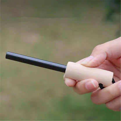 Wilderness Survival Flint Kit - Magnesium Fire Starter Stick with Wooden Handle for Camping Outdoor Emergency Gear