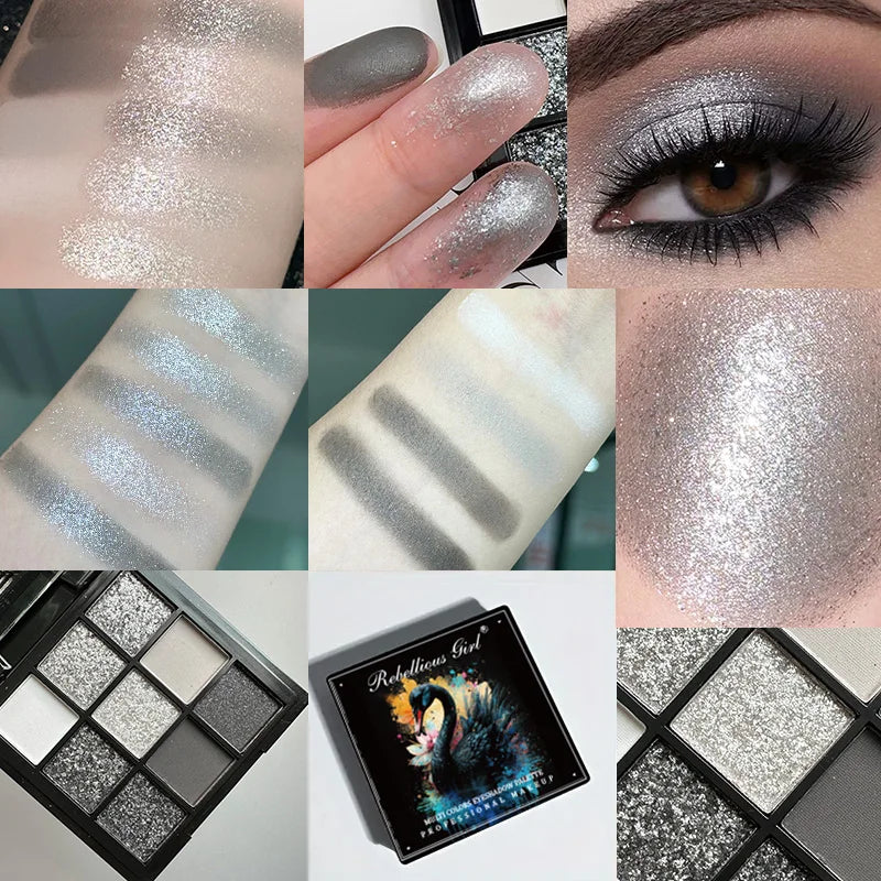 9-Grid Eyeshadow Palette – Glitter, Pearlescent, Matte, Shimmer Long-Lasting Eye Makeup for Women