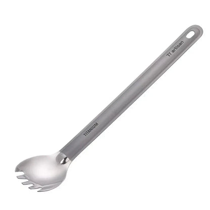 Titanium Long Handle Spork - Ultralight Portable Camping Cutlery for Hiking, Backpacking & Outdoor Dining