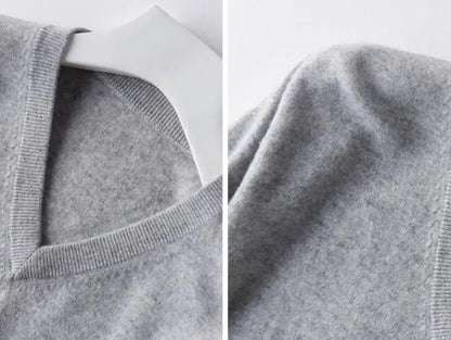 Men's Classic V-Neck Sweater - Cashmere Cotton Blend Warm Autumn Winter Pullover Casual Jumper