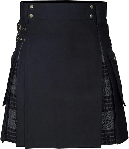 Men's Utility Kilt – 100% Cotton Jeans Hybrid with Modern Box Pleated Tartan, Traditional Design