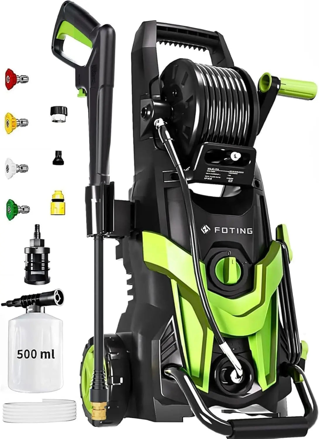 4700 PSI Pressure Washer - Power Cleaning Gun with 4 Quick-Connect Nozzles, Inlet Hose & Foam Cannon