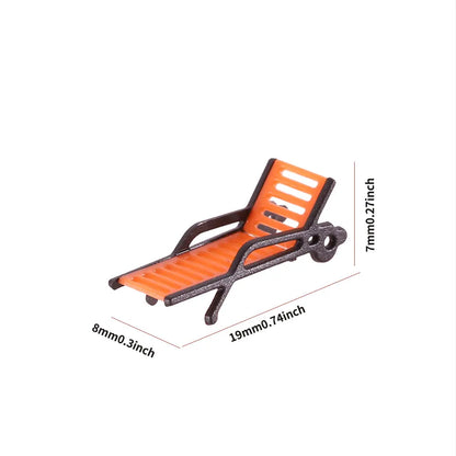 5PCS Miniature Park & Beach Lounge Chairs – 1:30–1:150 Scale Diorama Outdoor Garden Deck Chair Models