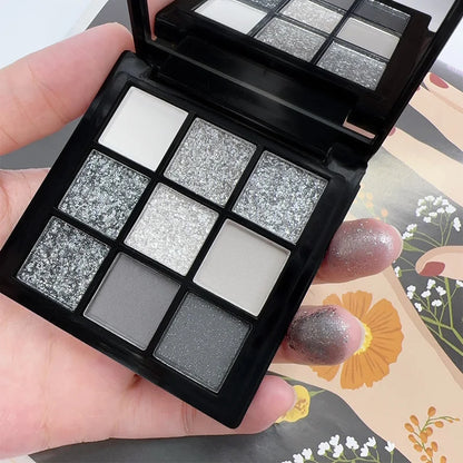 9-Grid Eyeshadow Palette – Glitter, Pearlescent, Matte, Shimmer Long-Lasting Eye Makeup for Women