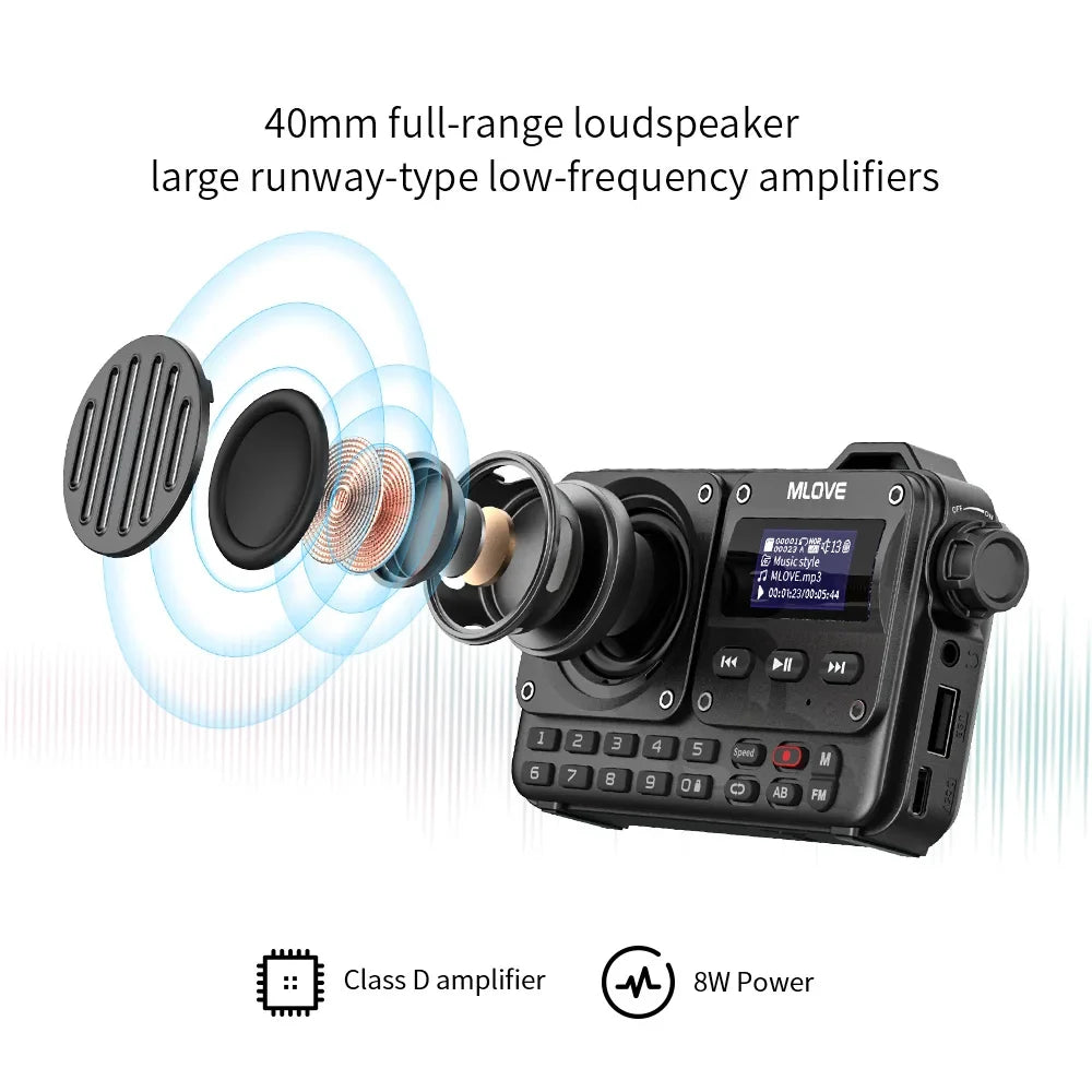 MLOVE BV800 Bluetooth Speaker - Portable Wireless Speaker with FM Radio MP3 Player & LCD Display