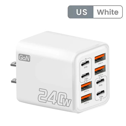 240W GaN USB C Charger - 8-in-1 Fast Charging Power Adapter for iPhone Samsung Xiaomi Devices