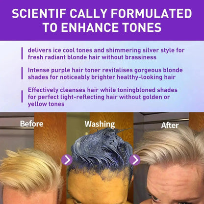 300ml Purple Color Fixing Shampoo – Long-Lasting Hair Dye, Gray Coverage, Fade Yellow After Bleach, Non-Irritating Hair Care