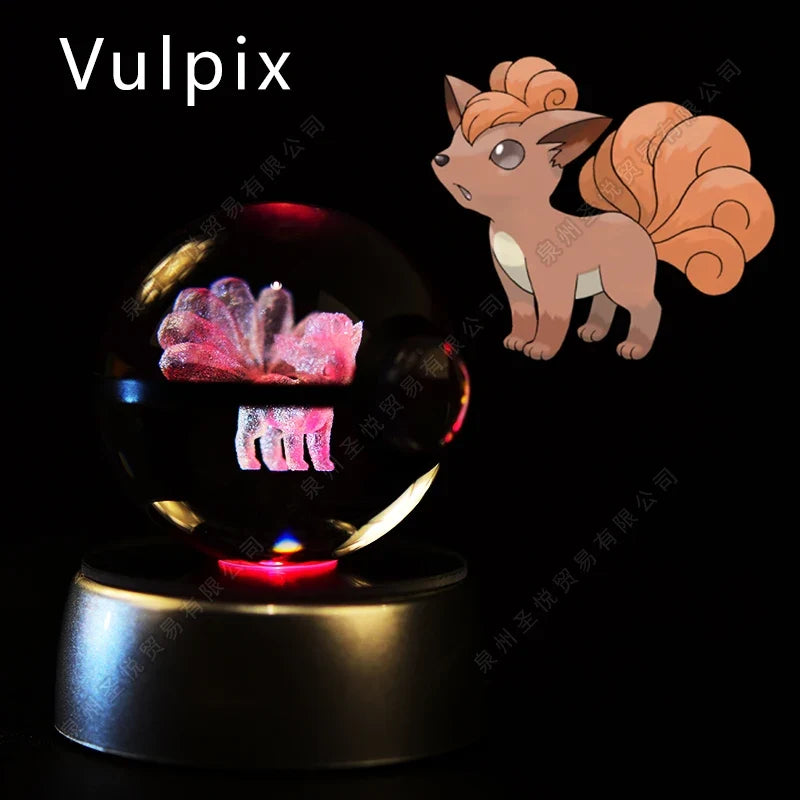 Pokémon Crystal Ball Night Light - 3D Pikachu Gengar Mewtwo Glass Lamp Statue Kids Birthday Gift
