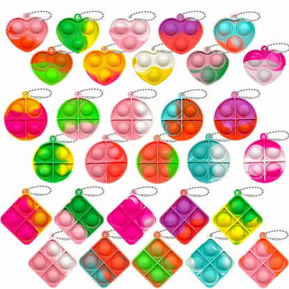 20Pcs Mini Pop Keychain Sensory Fidget Toys - Classroom Prizes, Kids Birthday Party Favors, Goodie Bag Stuffers