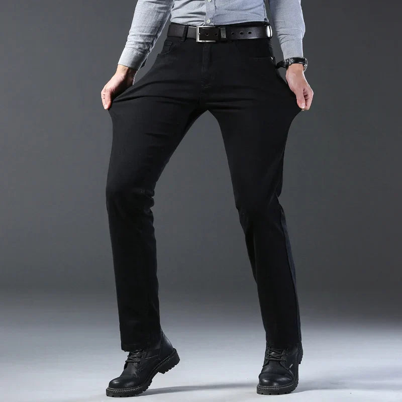 Men's Style Stretch Regular Fit Black Denim Jeans – Soft Casual Cotton Pants