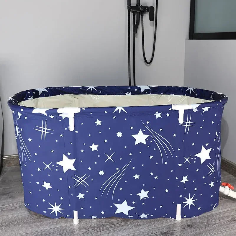 Folding Portable Adult Bath Tub – Thickened Insulated Round SPA Soaking Bucket for Home Bathroom