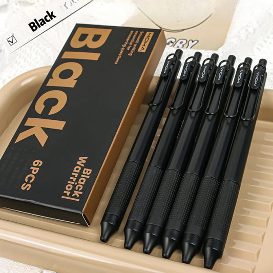 Retractable Gel Ink Pen - 0.5mm Quick-Drying Black Ink with Silicone Grip & Smooth Writing