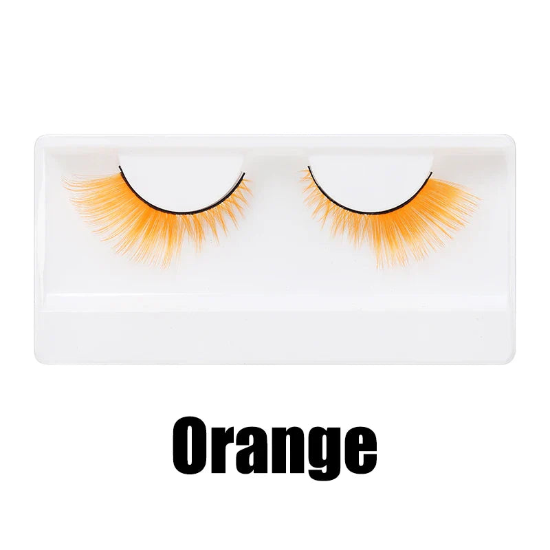 Colorful Halloween False Eyelashes – Blue, Red & Pink Cosplay Fake Lash Extensions for Makeup Looks