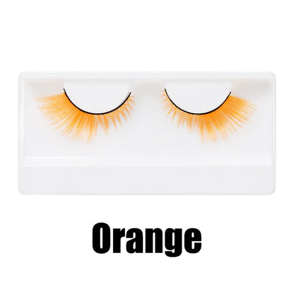 Colorful Halloween False Eyelashes – Blue, Red & Pink Cosplay Fake Lash Extensions for Makeup Looks