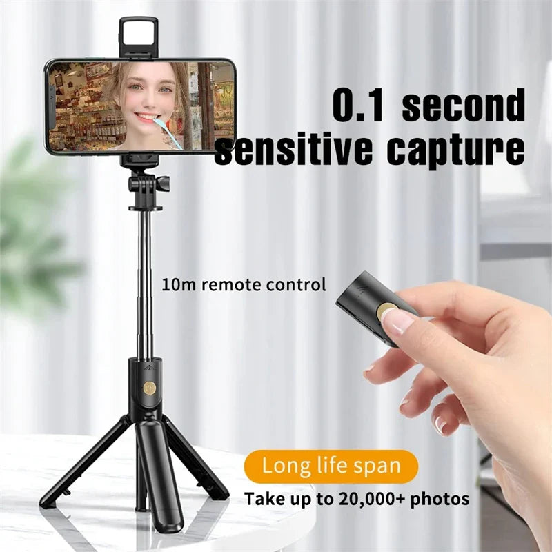 Wireless Selfie Stick & Tripod Stand with Light – Bluetooth Remote for iPhone, Mobile & TikTok Live