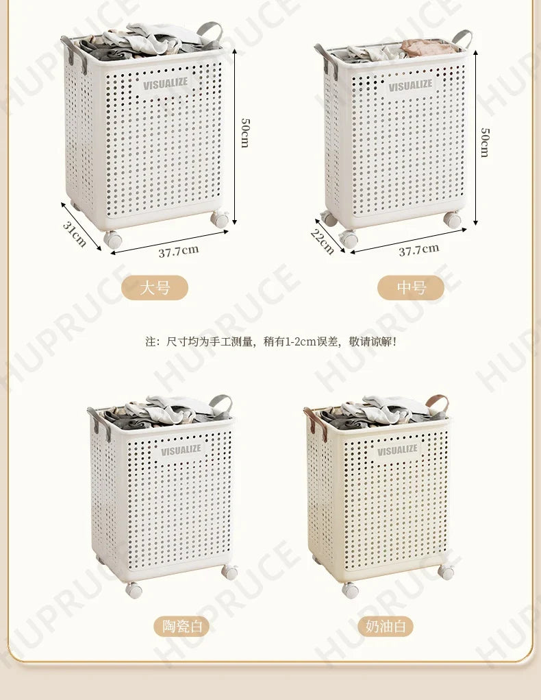 Foldable Laundry Hamper with Wheels — Portable Clothes Basket for Washing & Storage