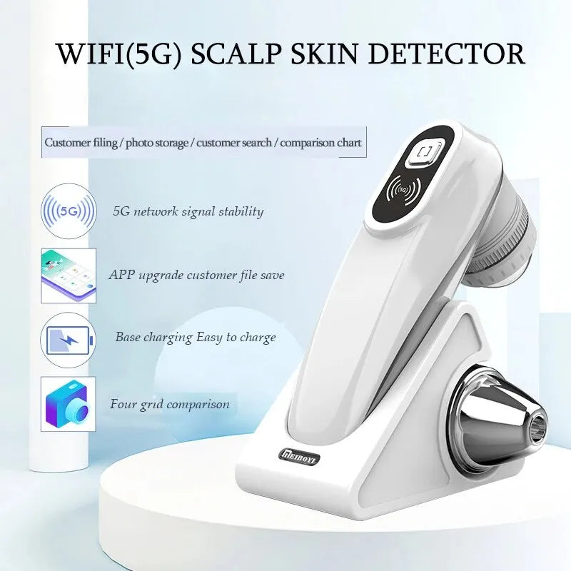 WiFi HD 5G Scalp, Skin & Hair Follicle Detector – 50X/200X Rechargeable UV Skin Analyzer Magnifier