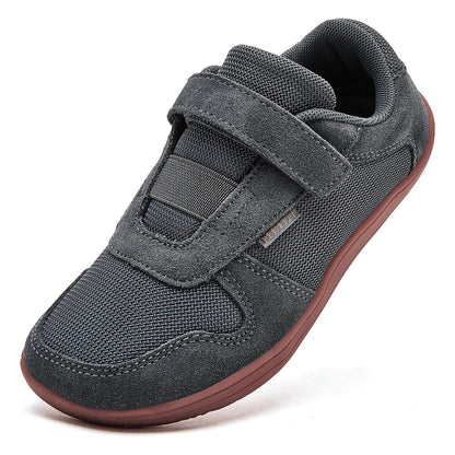 HOBIBEAR Kids Wide Toe Barefoot Shoes – Minimalist Hook & Loop Sneakers, Lightweight Artificial Leather Mesh for Little & Big Kids