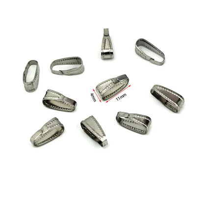 50PCS Stainless Steel Pendant Bail Connectors - Pinch Bail Clasp Clips for DIY Jewelry Making & Necklace Charms