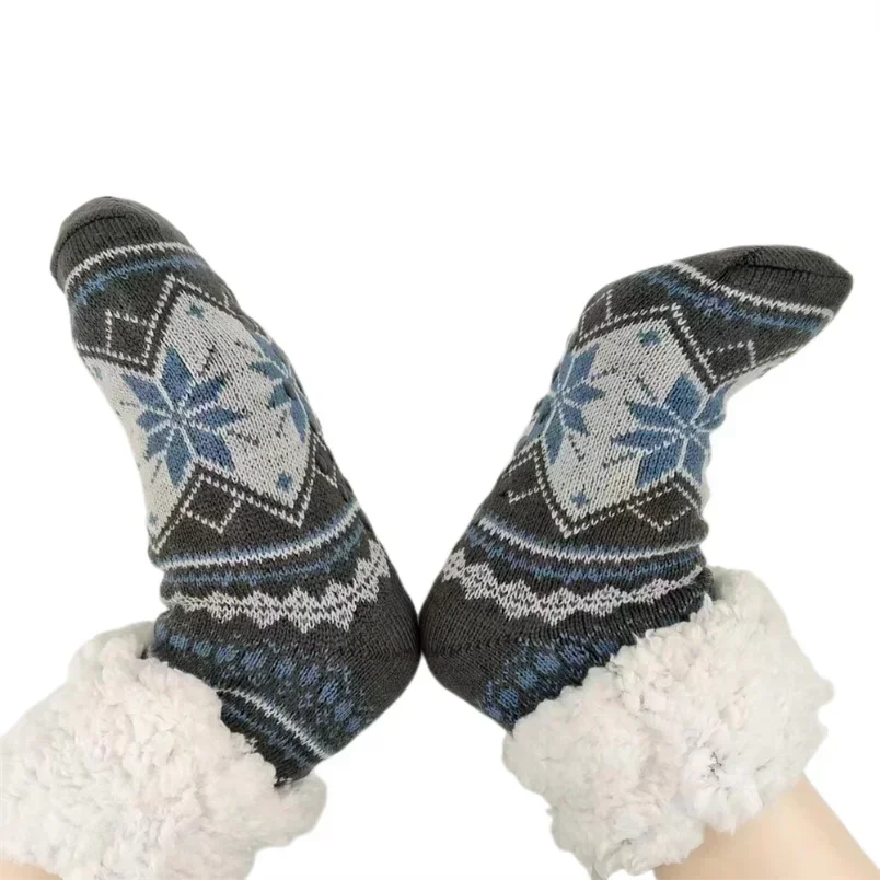 Men’s Fluffy Thermal Winter Socks – Soft Non-Slip Fleece Plush Grip Slipper Socks, Christmas Gift