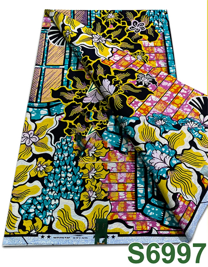 Original African Wax Print Fabric - 6 Yards 100% Cotton Nigerian Ankara Sewing Material