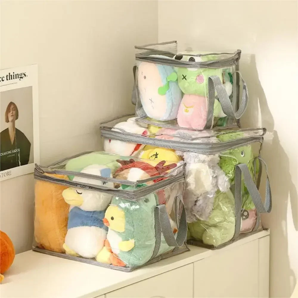 Large Capacity PVC Waterproof Toy Storage Box – Foldable Transparent Dustproof Home Organizer Bag