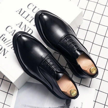 Men’s Classic Leather Oxford Shoes - Retro Casual Business, Office & Wedding Dress Shoes
