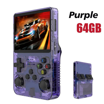 128GB Open Source R36S Video Game Console – Linux System, 3.5 Inch IPS Screen, Orange Portable Pocket Player with 64GB of Best Games