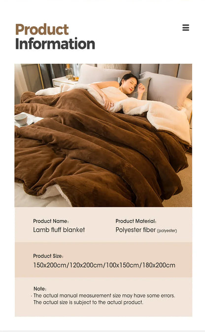 Wool Throw Blanket – Double-Sided Warm Winter Bedspread for Queen Beds & Camping