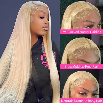 613 Blonde Lace Front Human Hair Wig - HD Transparent 13x4 13x6 Lace Frontal 200% Density Brazilian Straight Wig for Women