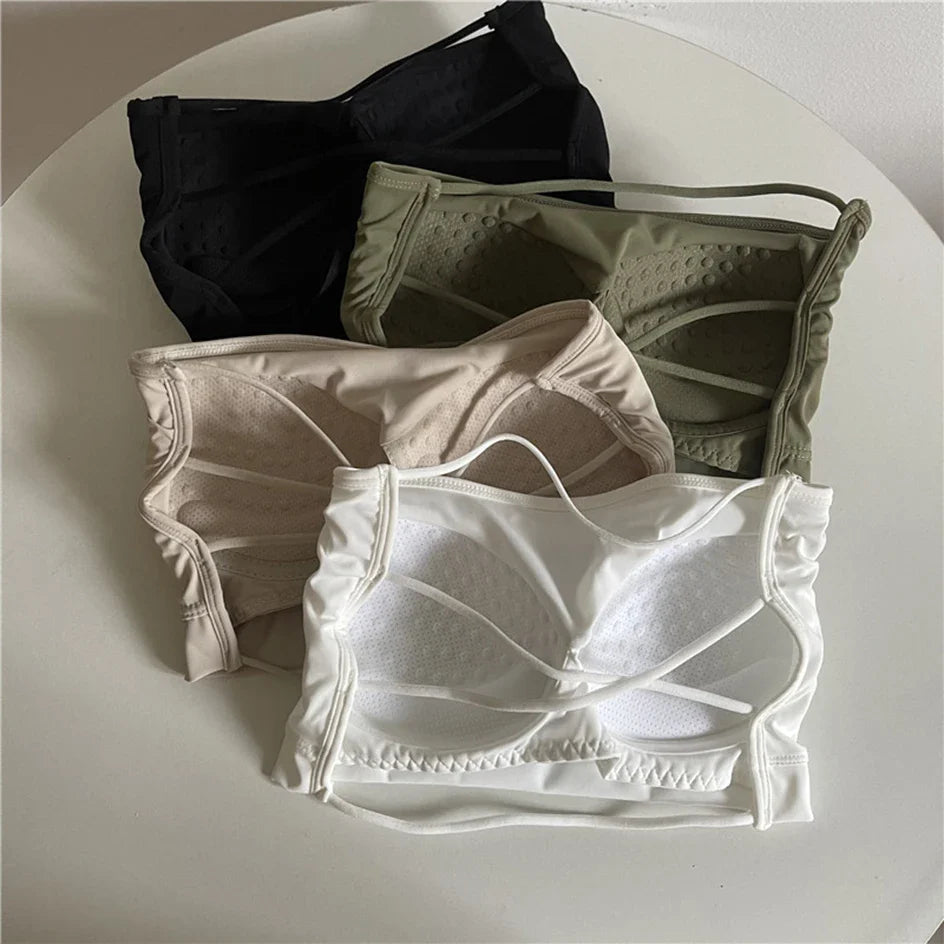Seamless Ice Silk Tube Top – Strapless Push-Up Bralette for Women, Solid Color Wrap Chest Lingerie