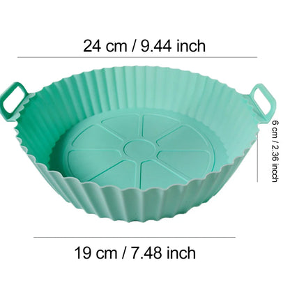 Reusable Silicone Air Fryer Liner Basket with Non-Stick Baking Tray & Pizza Pan for Kitchen Cooking