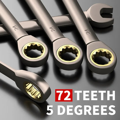 12pcs/6pcs Dual-Use Ratchet Wrench Set — 72-Tooth Quick Ratchet Heads with 180° Rotation Hardware Tools