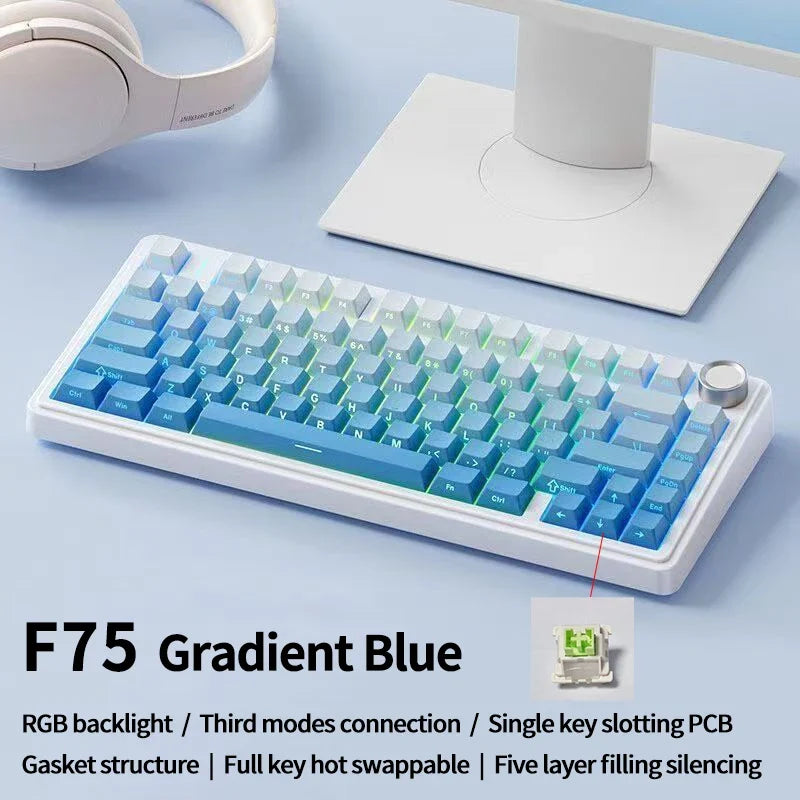 AULA F75 Gaming Mechanical Keyboard - 75% RGB Gasket Mount Hot-Swappable Keyboard with PBT Keycaps