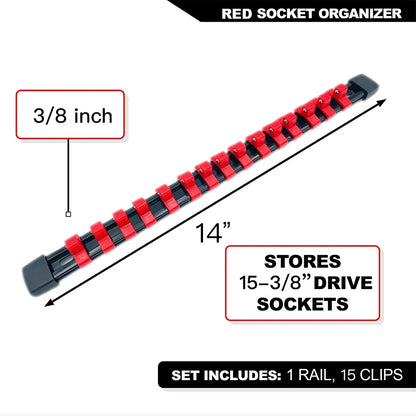 Socket Organizer Set - 1/4 3/8 1/2 Inch Socket Holder Trays for Tool Box Drawers & Storage Rails